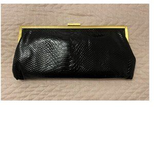 Black Croc Embossed Clutch